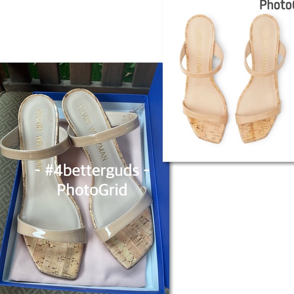 NEW Stuart Weitzman Aleena 50 Two Band Wedge Patent Leather Cork Sandal 10B 40.5 - Picture 2 of 16